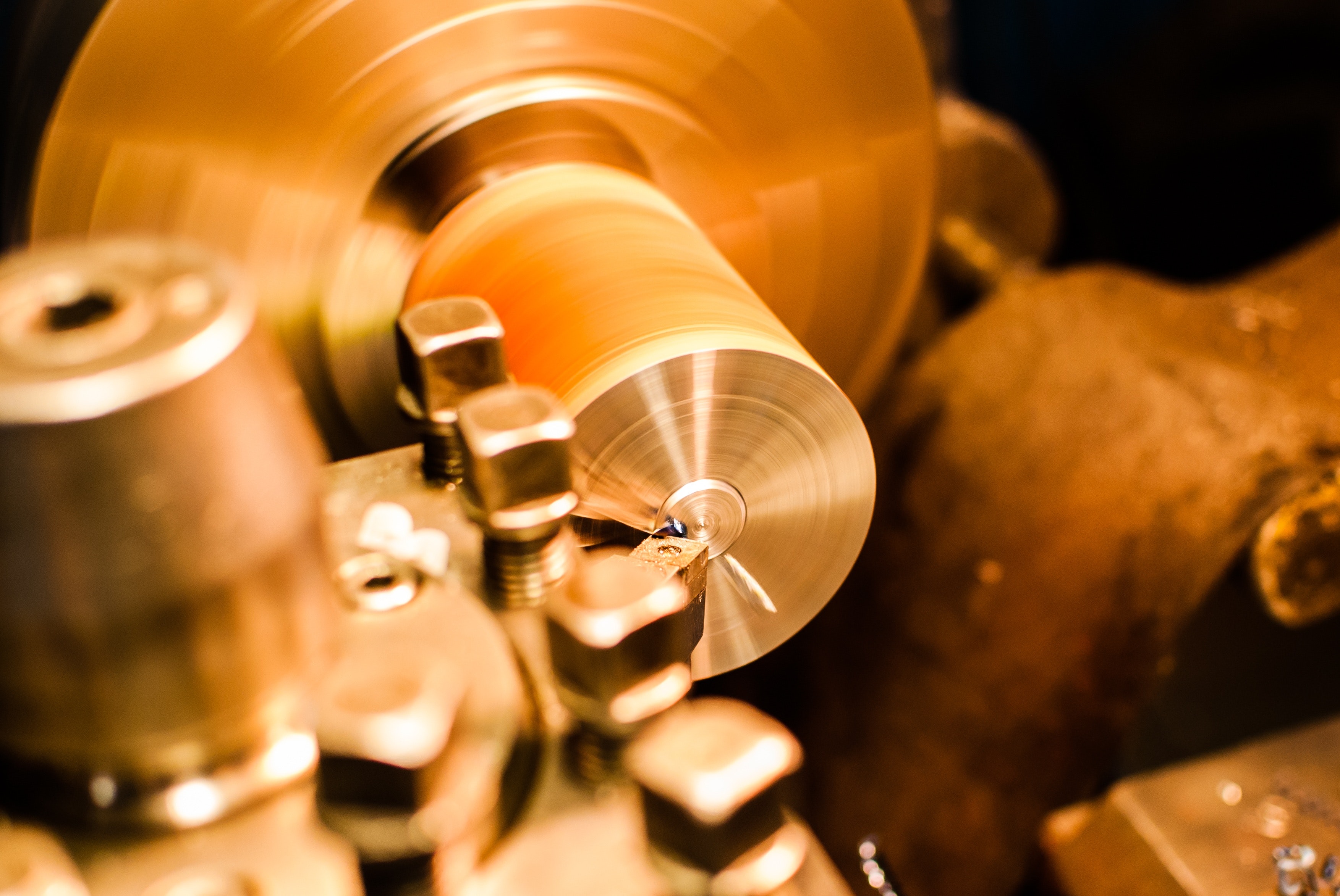 Image of a steel lathe.